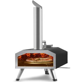 VEVOR Multi-fuel Outdoor Pizza Oven, 12 inch Wood Fired & Gas Pizza Maker with Rotating Pizza Stone, Propane Pellet Dual Fuel Pizza Grill for Bac