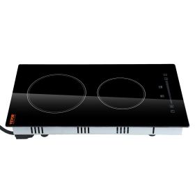 VEVOR Built in Electric Stove Top, 20 x 11.6 inch 2 Burners, 240V Glass Radiant Cooktop with Sensor Touch Control, Timer & Child Lock Included