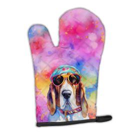 Basset Hound Hippie Dawg Oven Mitt Heat Resistant Thick Oven Mitt for Hot Pans and Oven, Kitchen Mitt Protect Hands, Cooking Baking Glove