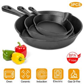 3 Skillet Bundle 6 inches and 8 inches with 10 inch Set of 3 Cast Iron Frying Pans Non-Stick Oven Safe Cookware Heat-Resistant Frying Pan--No shi