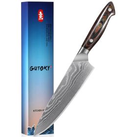 8 Inch Japanese Chef Knife, 10CR15MOV Damascus Rose Pattern Blade With Sheath, Ultra Sharp Professional Kitchen Slicing Knife, Colorful Pakkawood (Option: Chef Knife)