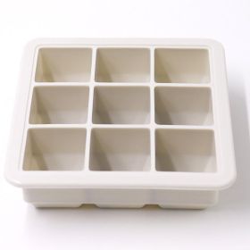 1pc Silicone Ice Tray; Food Grade Silicone Ice Cube Ice Box With Lid; Ice Mold For Complementary Food (Color: 9 Ice Trays With Lid-Off White)