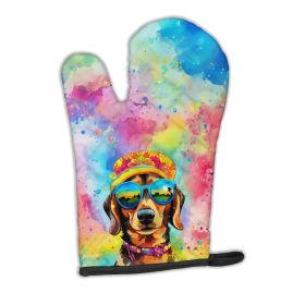 Dachshund Hippie Dawg Oven Mitt Heat Resistant Thick Oven Mitt for Hot Pans and Oven, Kitchen Mitt Protect Hands, Cooking Baking Glove (Default: Default)