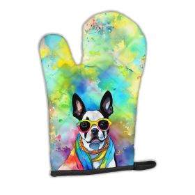 Boston Terrier Hippie Dawg Oven Mitt Heat Resistant Thick Oven Mitt for Hot Pans and Oven, Kitchen Mitt Protect Hands, Cooking Baking Glove (Default: Default)