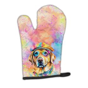 Yellow Labrador Hippie Dawg Oven Mitt Heat Resistant Thick Oven Mitt for Hot Pans and Oven, Kitchen Mitt Protect Hands, Cooking Baking Glove (Default: Default)