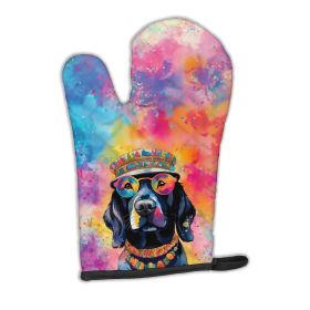 Black Labrador Hippie Dawg Oven Mitt Heat Resistant Thick Oven Mitt for Hot Pans and Oven, Kitchen Mitt Protect Hands, Cooking Baking Glove (Default: Default)