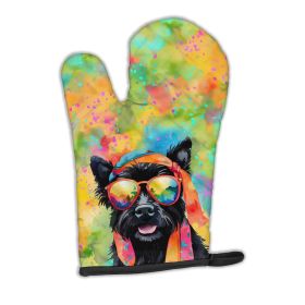 Scottish Terrier Hippie Dawg Oven Mitt Heat Resistant Thick Oven Mitt for Hot Pans and Oven, Kitchen Mitt Protect Hands, Cooking Baking Glove (Default: Default)