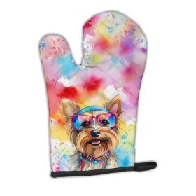 Yorkshire Terrier Hippie Dawg Oven Mitt Heat Resistant Thick Oven Mitt for Hot Pans and Oven, Kitchen Mitt Protect Hands, Cooking Baking Glove (Default: Default)